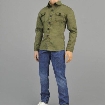 1/6 Heren Long Sleeve Shirt Jeans Outfits_2