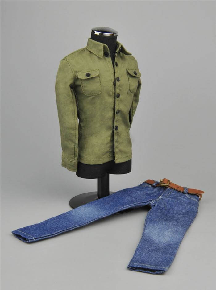 1/6 Mens Long Sleeve Shirt Jeans Outfits_3