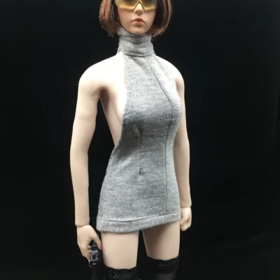1:6 Scale Halter Backless Sweater Mini Dress_1