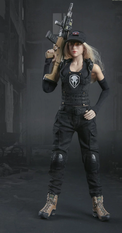 1:6 Scale Tactical Female Shooter Set Black_4